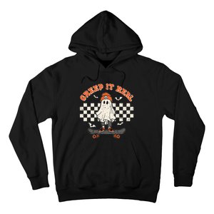 Creep It Real Skateboarding Ghost Retro Halloween Costume Hoodie