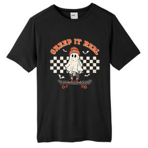 Creep It Real Skateboarding Ghost Retro Halloween Costume Tall Fusion ChromaSoft Performance T-Shirt