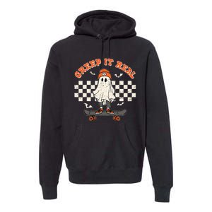 Creep It Real Skateboarding Ghost Retro Halloween Costume Premium Hoodie