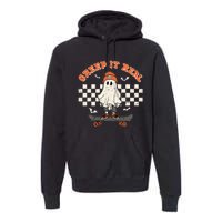 Creep It Real Skateboarding Ghost Retro Halloween Costume Premium Hoodie