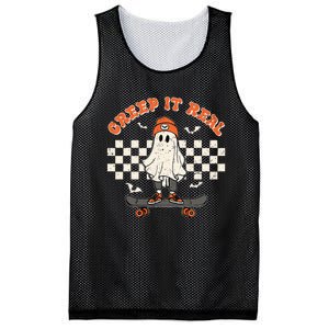 Creep It Real Skateboarding Ghost Retro Halloween Costume Mesh Reversible Basketball Jersey Tank