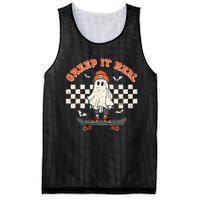 Creep It Real Skateboarding Ghost Retro Halloween Costume Mesh Reversible Basketball Jersey Tank