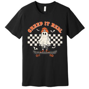 Creep It Real Skateboarding Ghost Retro Halloween Costume Premium T-Shirt