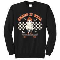 Creep It Real Skateboarding Ghost Retro Halloween Costume Tall Sweatshirt