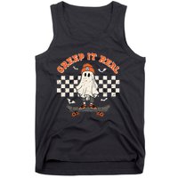 Creep It Real Skateboarding Ghost Retro Halloween Costume Tank Top