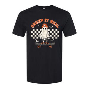 Creep It Real Skateboarding Ghost Retro Halloween Costume Softstyle CVC T-Shirt