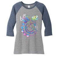 Colourful Inset Rock Music By Rock Off Women's Tri-Blend 3/4-Sleeve Raglan Shirt