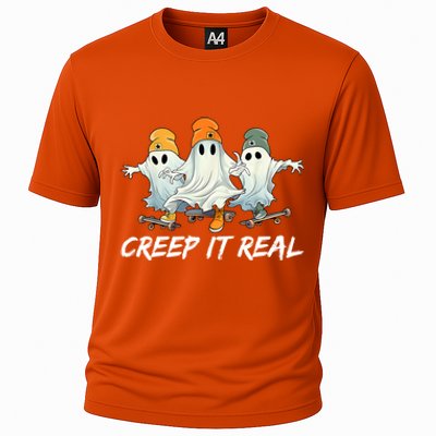 Creep It Real Funny Skateboard Ghost Retro Halloween Gift Cooling Performance Crew T-Shirt