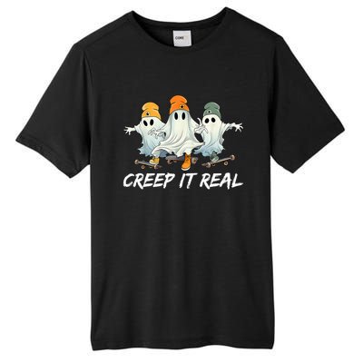 Creep It Real Funny Skateboard Ghost Retro Halloween Gift Tall Fusion ChromaSoft Performance T-Shirt