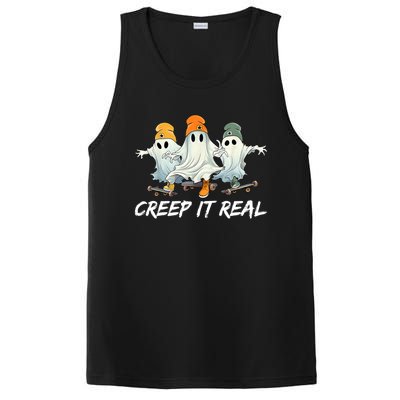 Creep It Real Funny Skateboard Ghost Retro Halloween Gift PosiCharge Competitor Tank