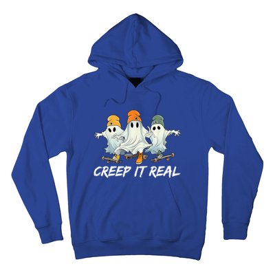 Creep It Real Funny Skateboard Ghost Retro Halloween Gift Hoodie