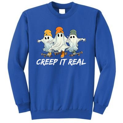 Creep It Real Funny Skateboard Ghost Retro Halloween Gift Sweatshirt