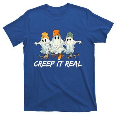 Creep It Real Funny Skateboard Ghost Retro Halloween Gift T-Shirt