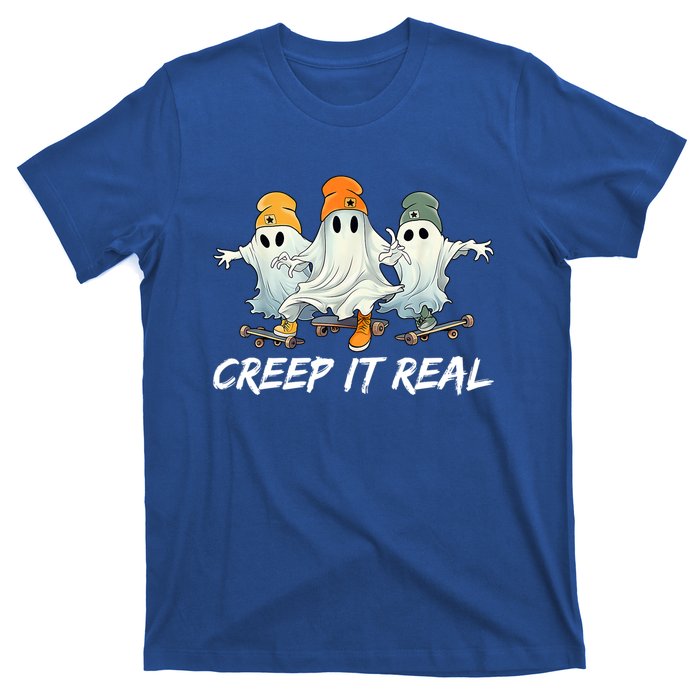 Creep It Real Funny Skateboard Ghost Retro Halloween Gift T-Shirt