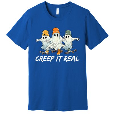 Creep It Real Funny Skateboard Ghost Retro Halloween Gift Premium T-Shirt