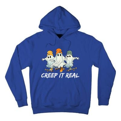 Creep It Real Funny Skateboard Ghost Retro Halloween Gift Tall Hoodie