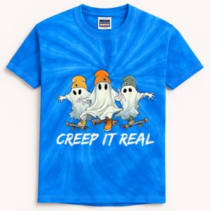 Creep It Real Funny Skateboard Ghost Retro Halloween Gift Kids Tie-Dye T-Shirt