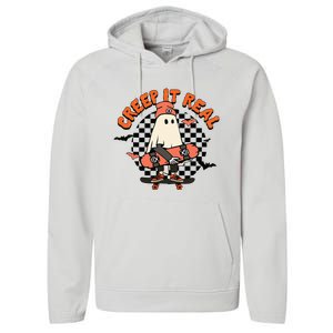 Creep It Real Ghost Halloween Sweating Sucks Skeleton  Performance Fleece Hoodie