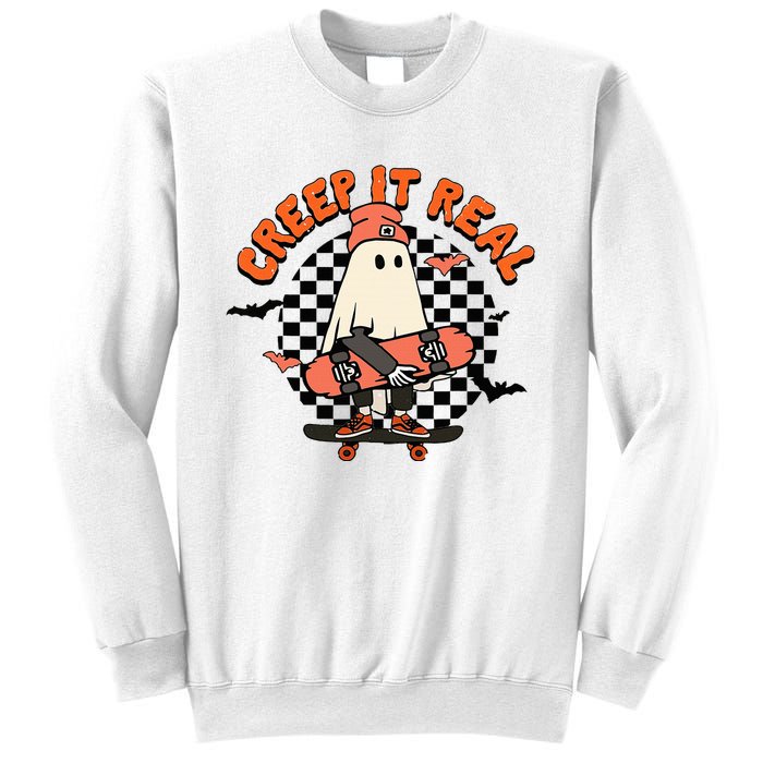 Creep It Real Ghost Halloween Sweating Sucks Skeleton  Sweatshirt