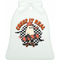 Creep It Real Ghost Halloween Sweating Sucks Skeleton  Ceramic Bell Ornament