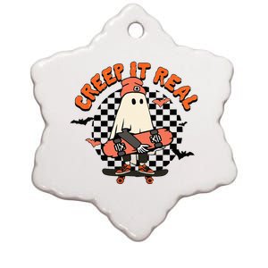 Creep It Real Ghost Halloween Sweating Sucks Skeleton  Ceramic Star Ornament