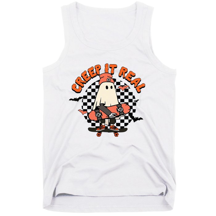 Creep It Real Ghost Halloween Sweating Sucks Skeleton  Tank Top