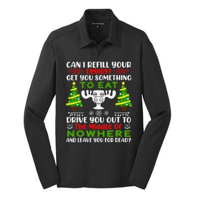 Can I Refill Your Eggnog Funny Christmas Vacation Silk Touch Performance Long Sleeve Polo