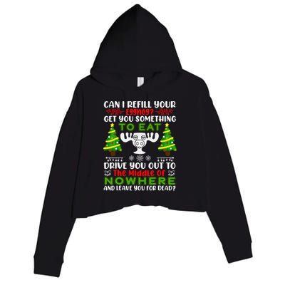 Can I Refill Your Eggnog Funny Christmas Vacation Crop Fleece Hoodie