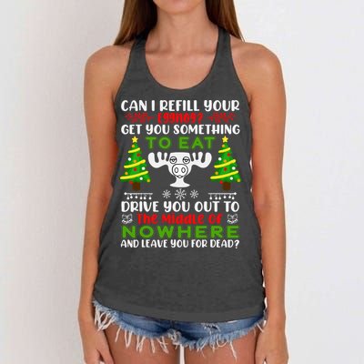 Can I Refill Your Eggnog Funny Christmas Vacation Women's Knotted Racerback Tank