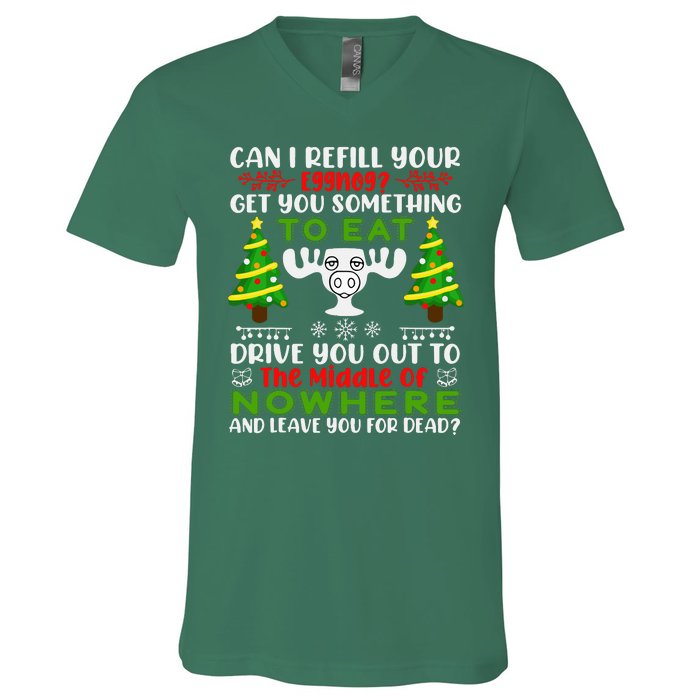 Can I Refill Your Eggnog Funny Christmas Vacation V-Neck T-Shirt