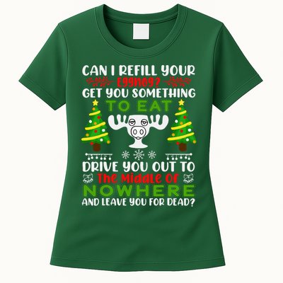 Can I Refill Your Eggnog Funny Christmas Vacation Womens T-Shirt