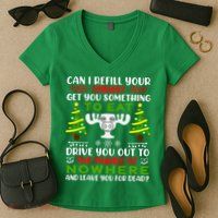 Can I Refill Your Eggnog Funny Christmas Vacation Women's V-Neck T-Shirt