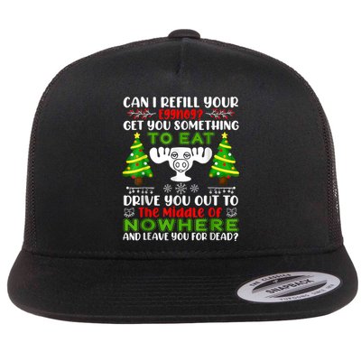 Can I Refill Your Eggnog Funny Christmas Vacation Quote Flat Bill Trucker Hat