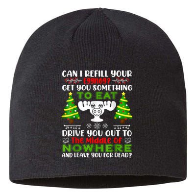 Can I Refill Your Eggnog Funny Christmas Vacation Quote Sustainable Beanie