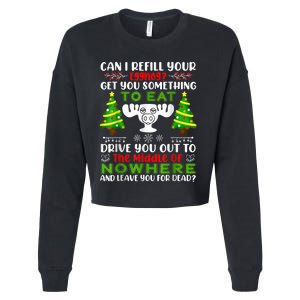 Can I Refill Your Eggnog Funny Christmas Vacation Quote Cropped Pullover Crew