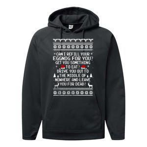 Can I Refill Your Eggnog Funny Christmas Vacation Quote Performance Fleece Hoodie