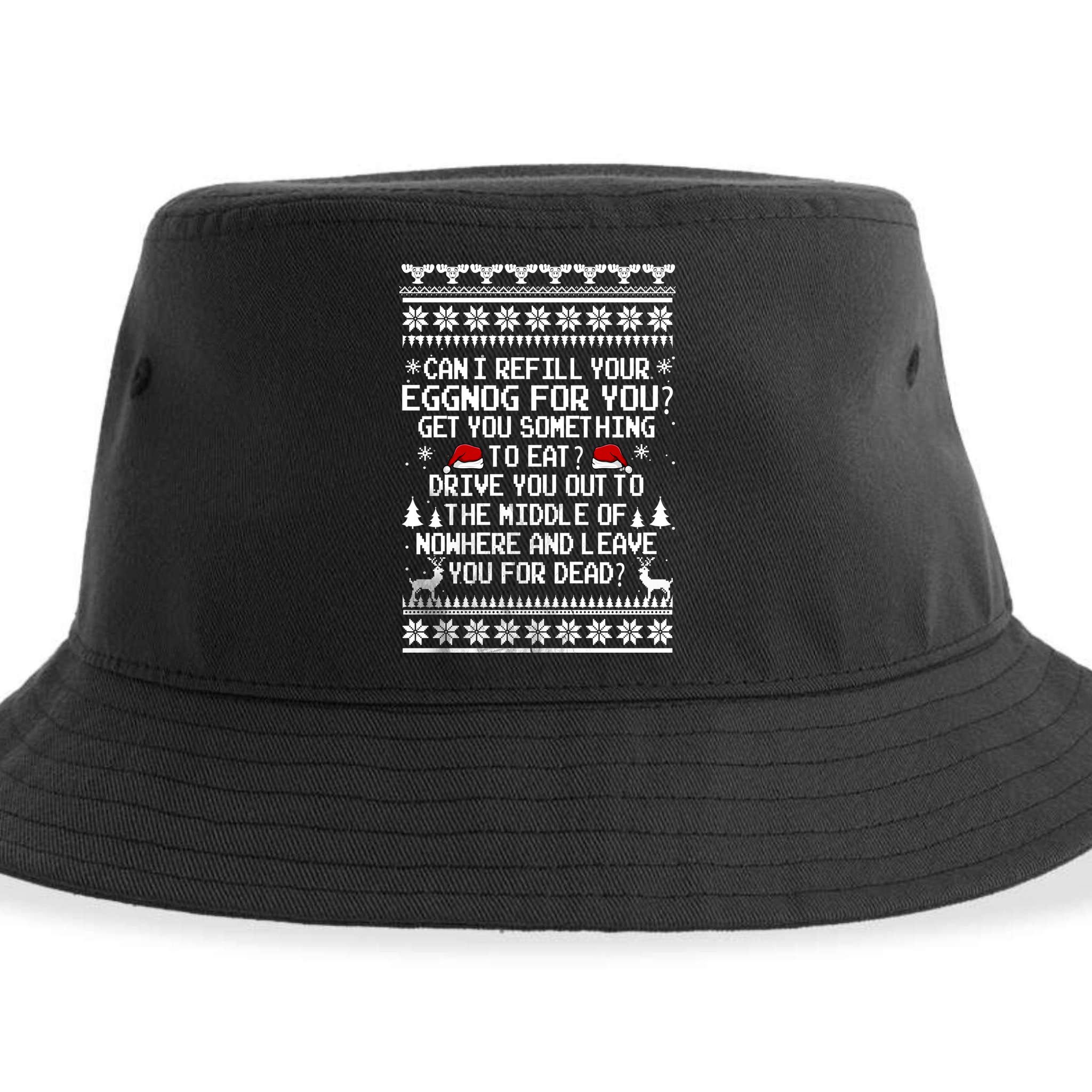 Can I Refill Your Eggnog Funny Christmas Vacation Quote Sustainable Bucket Hat