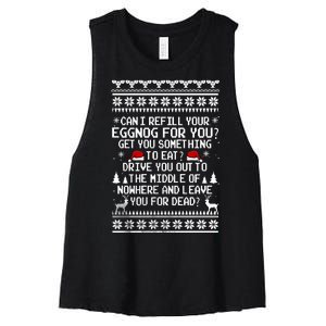 Can I Refill Your Eggnog Funny Christmas Vacation Quote Women's Racerback Cropped Tank