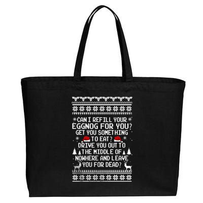 Can I Refill Your Eggnog Funny Christmas Vacation Quote Cotton Canvas Jumbo Tote