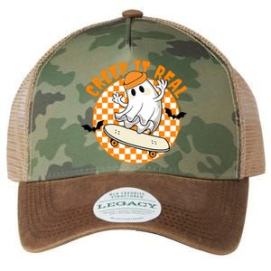 Creep It Real Skater Ghost Halloween Retro Legacy Tie Dye Trucker Hat