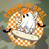 Creep It Real Skater Ghost Halloween Retro Legacy Tie Dye Trucker Hat