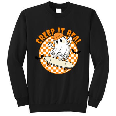 Creep It Real Skater Ghost Halloween Retro Sweatshirt