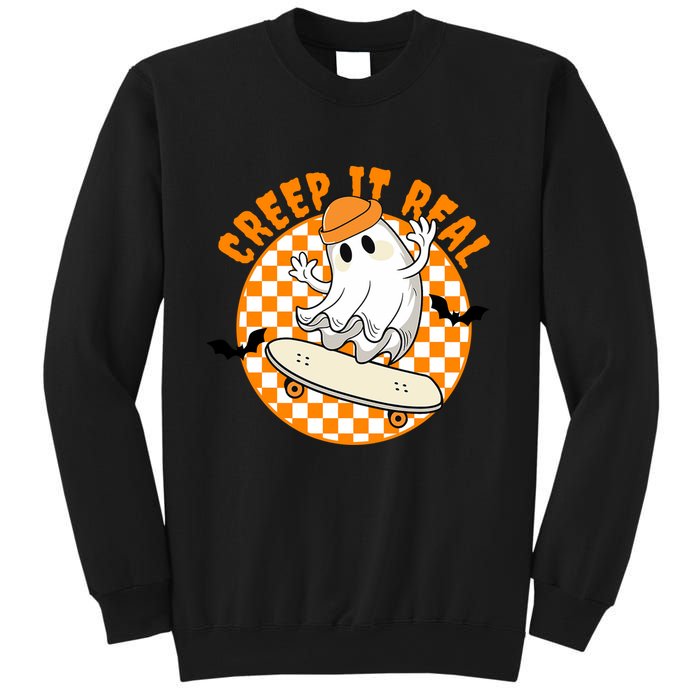Creep It Real Skater Ghost Halloween Retro Sweatshirt