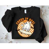 Creep It Real Skater Ghost Halloween Retro Sweatshirt