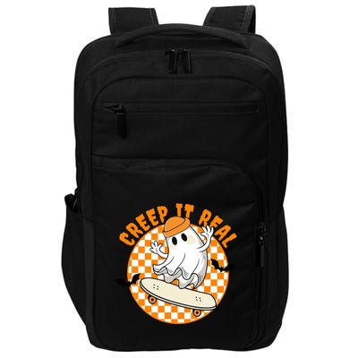 Creep It Real Skater Ghost Halloween Retro Impact Tech Backpack