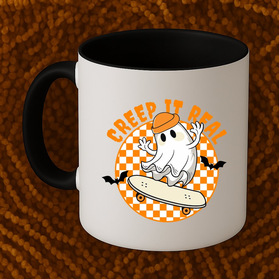 Creep It Real Skater Ghost Halloween Retro Mug
