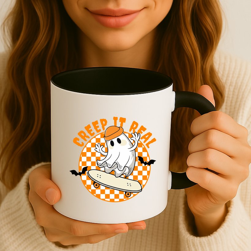 Creep It Real Skater Ghost Halloween Retro Mug