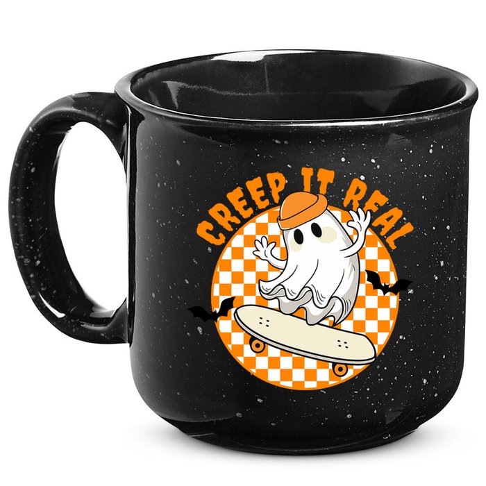 Creep It Real Skater Ghost Halloween Retro 15oz Campfire Ceramic Mug