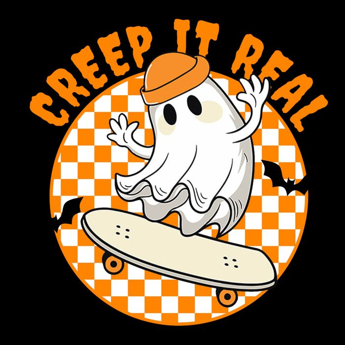 Creep It Real Skater Ghost Halloween Retro Drawstring Bag