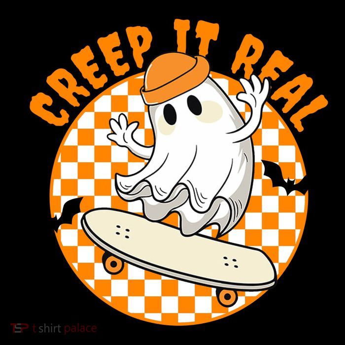 Creep It Real Skater Ghost Halloween Retro 16 in Basic Backpack